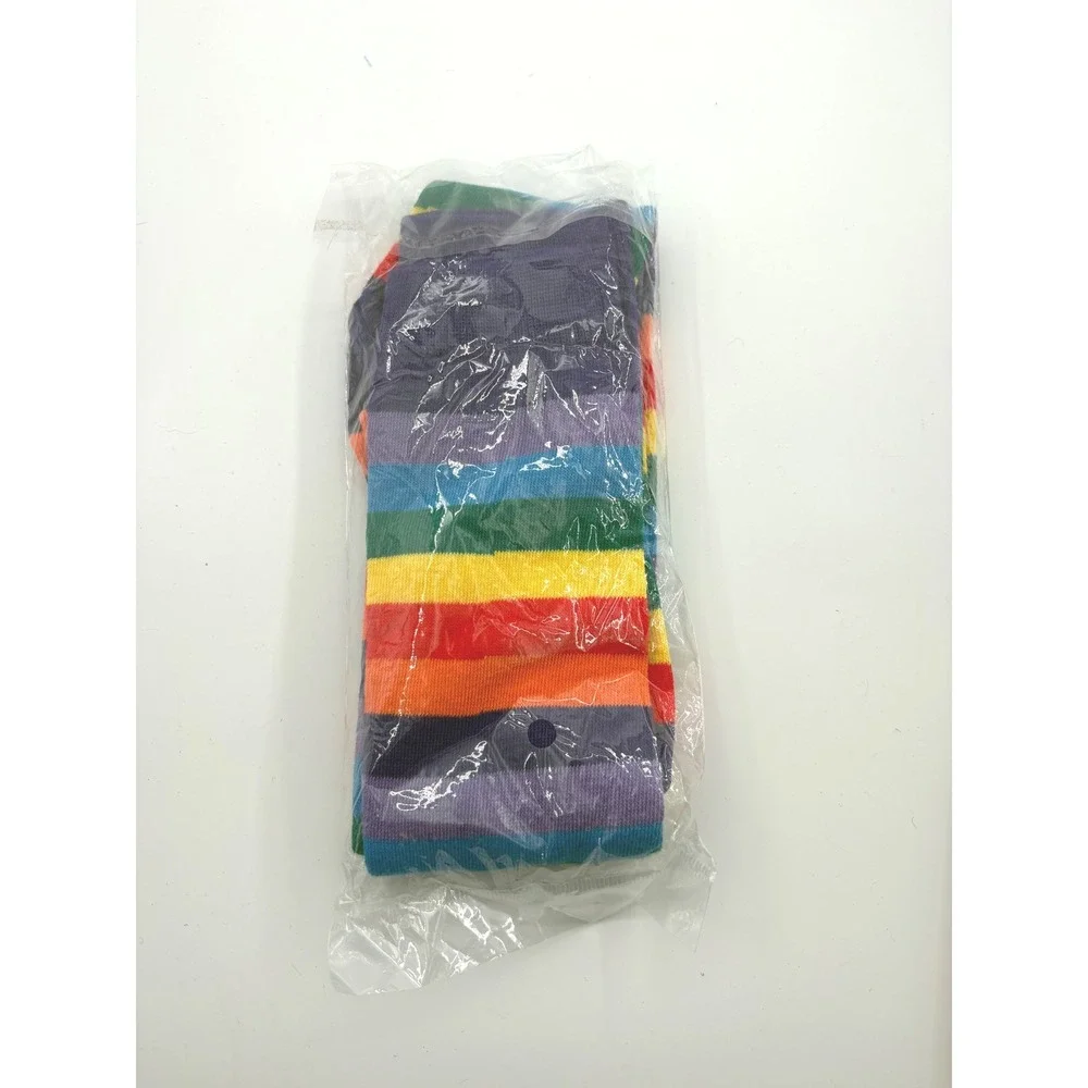 Rainbow Striped Thigh High Socks One Size NIB Kpop Jpop Cosplay Anime Idol